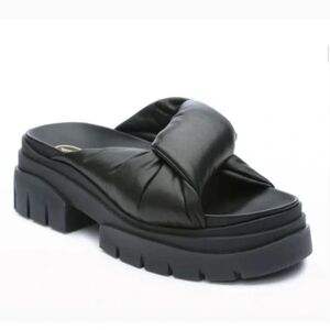 Ash Black Chunky Platform Slides